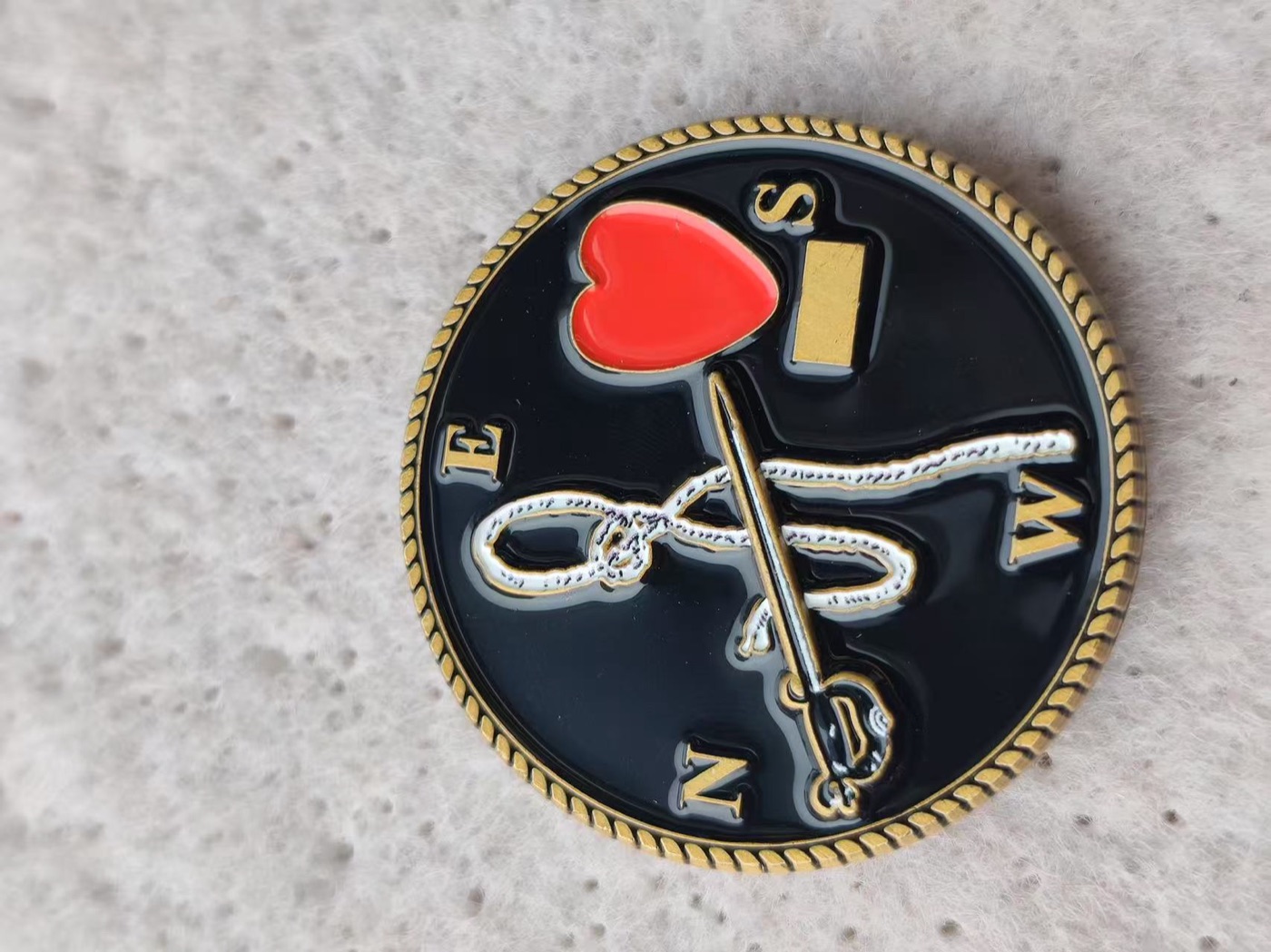 Square and compass Masonic challenge coin