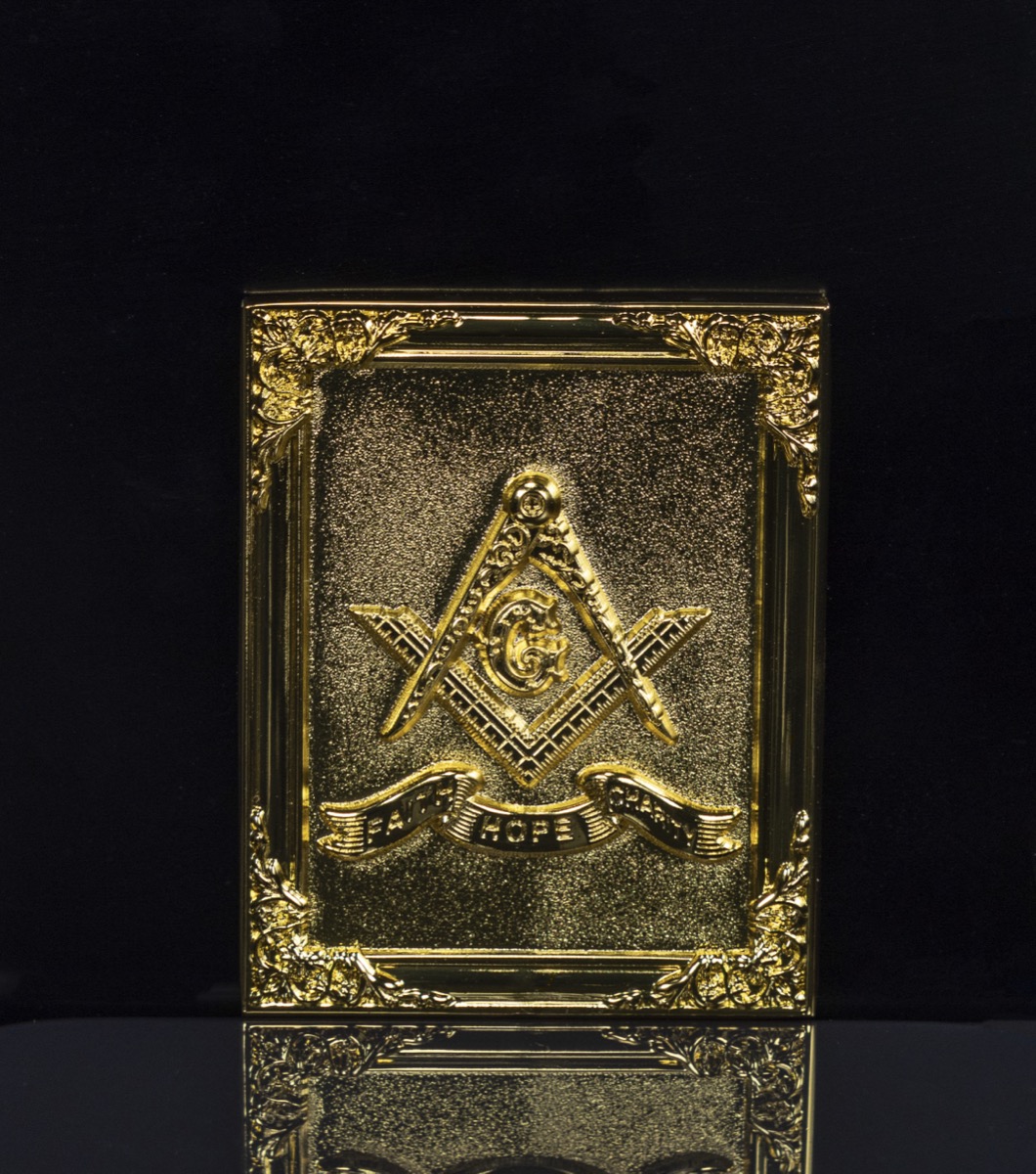 Masonic Square and Compass Gold Frame